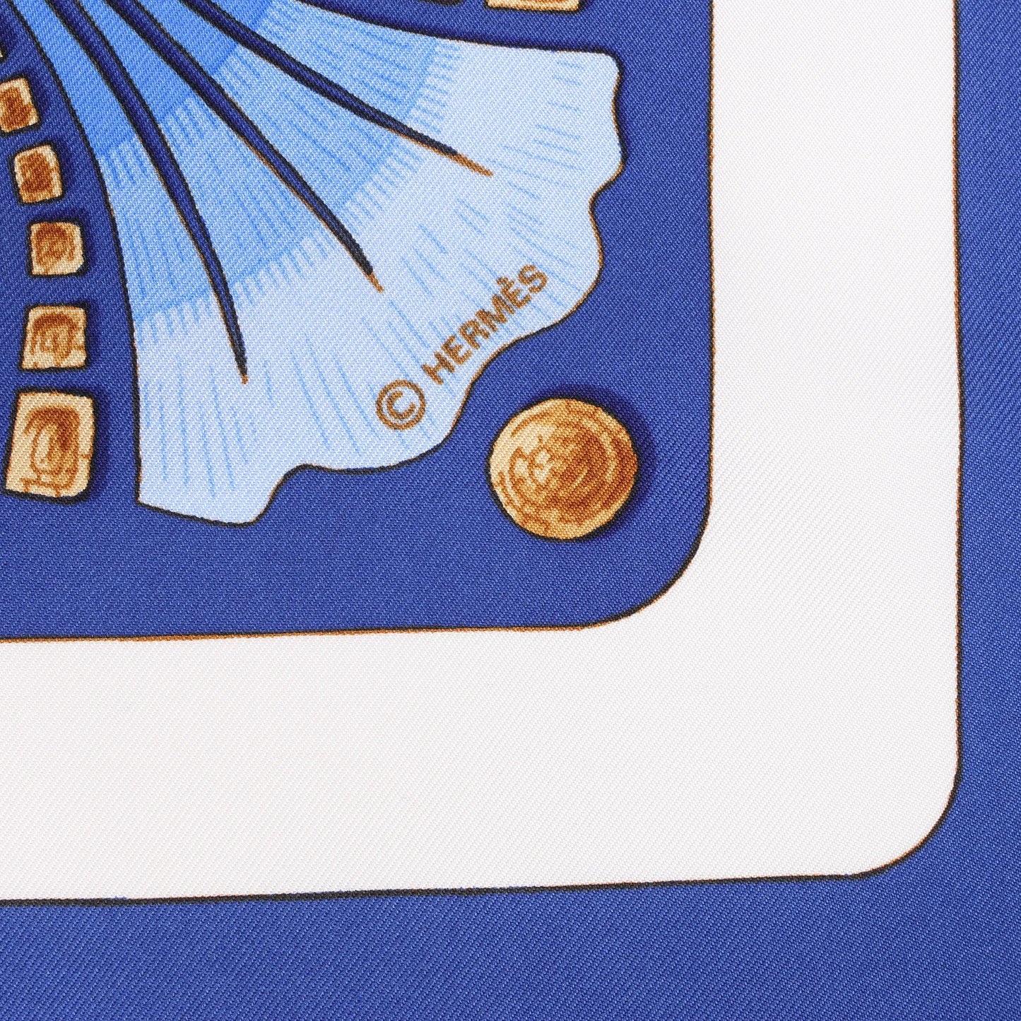 Hermès Carré 90 "Cheval Turc" Silk handkerchief in Blue