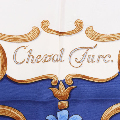 Hermès Carré 90 "Cheval Turc" Silk handkerchief in Blue