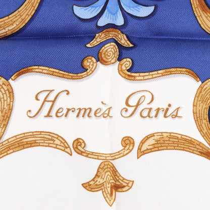 Hermès Carré 90 "Cheval Turc" Silk handkerchief in Blue