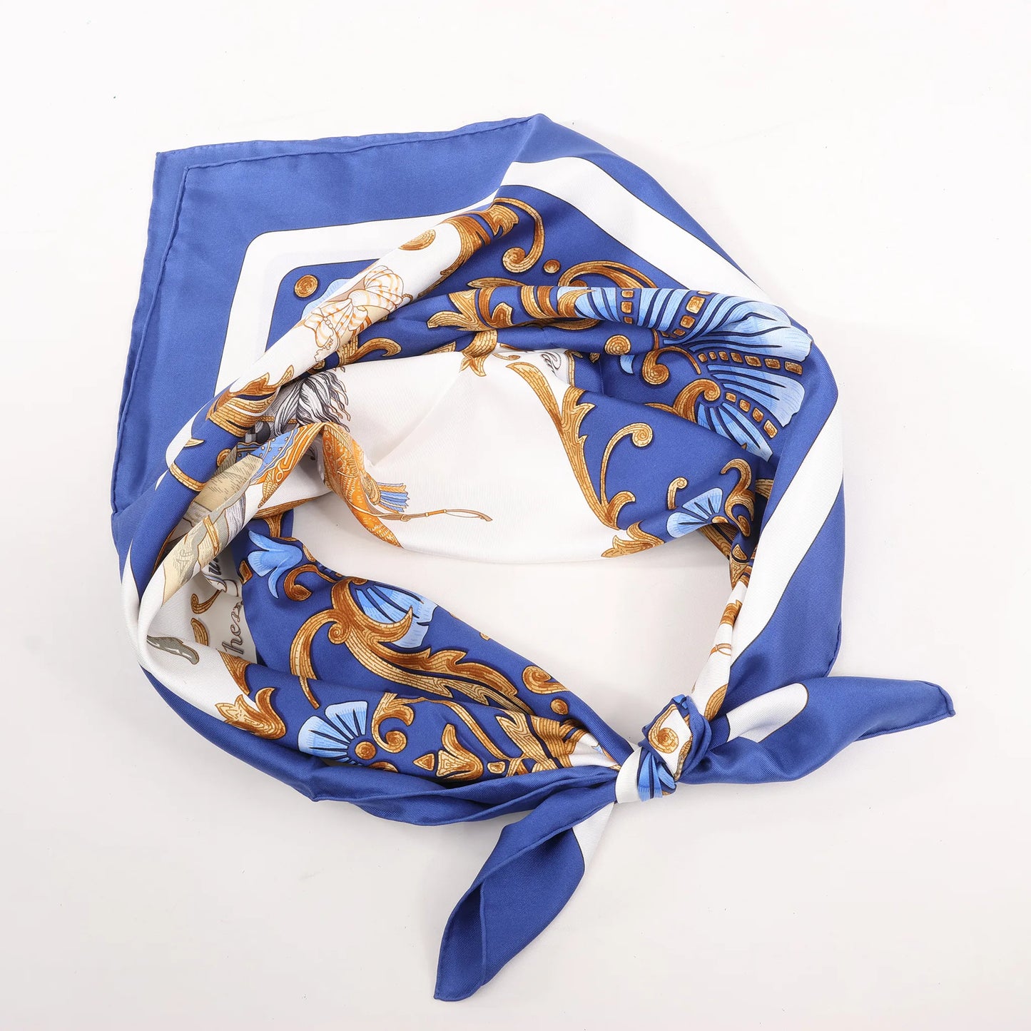 Hermès Carré 90 "Cheval Turc" Silk handkerchief in Blue