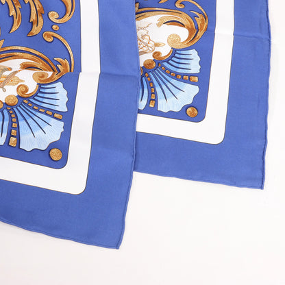 Hermès Carré 90 "Cheval Turc" Silk handkerchief in Blue