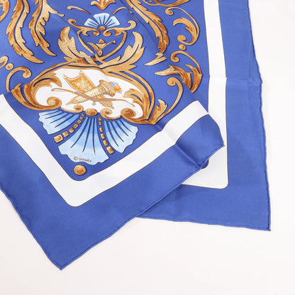 Hermès Carré 90 "Cheval Turc" Silk handkerchief in Blue