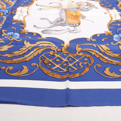 Hermès Carré 90 "Cheval Turc" Silk handkerchief in Blue