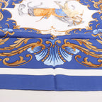 Hermès Carré 90 "Cheval Turc" Silk handkerchief in Blue