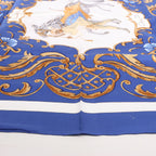 Hermès Carré 90 "Cheval Turc" Silk handkerchief in Blue