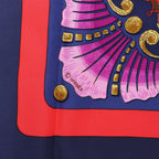 Hermès Carré 90 "Cheval Turc" Silk handkerchief in Navy Blue