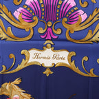 Hermès Carré 90 "Cheval Turc" Silk handkerchief in Navy Blue