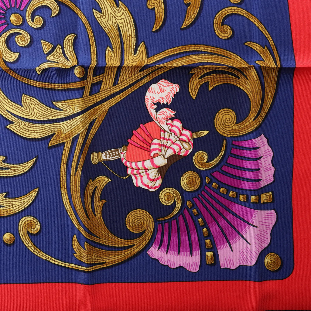 Hermès Carré 90 "Cheval Turc" Silk handkerchief in Navy Blue
