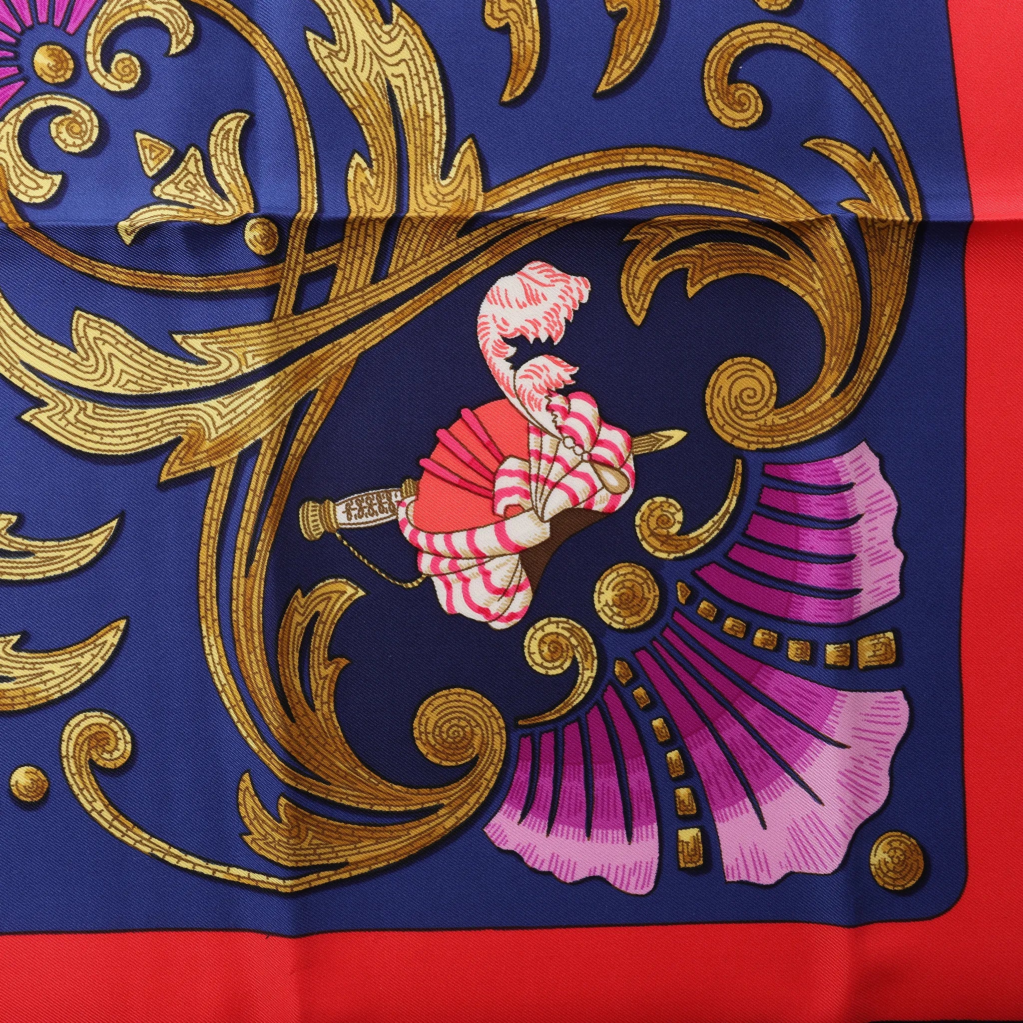 Hermès Carré 90 "Cheval Turc" Silk handkerchief in Navy Blue