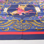 Hermès Carré 90 "Cheval Turc" Silk handkerchief in Navy Blue