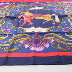 Hermès Carré 90 "Cheval Turc" Silk handkerchief in Navy Blue