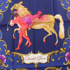 Hermès Carré 90 "Cheval Turc" Silk handkerchief in Navy Blue