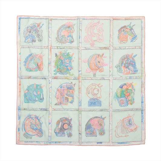 Hermès Carré 90 "Chevaloscope Neon" Silk handkerchief in Green
