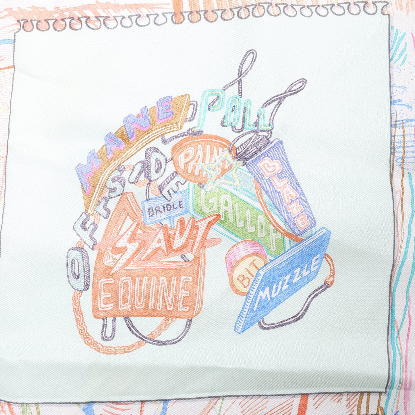 Hermès Carré 90 "Chevaloscope Neon" Silk handkerchief in Green