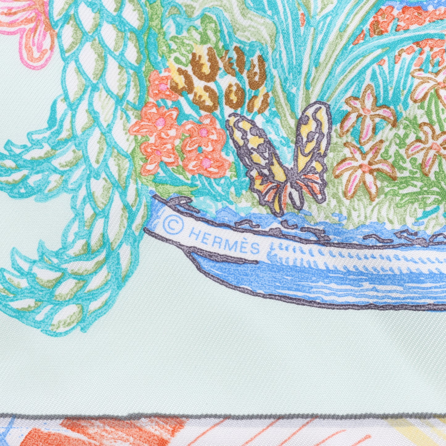 Hermès Carré 90 "Chevaloscope Neon" Silk handkerchief in Green