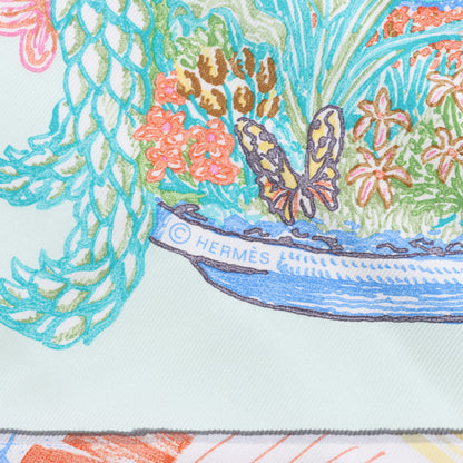 Hermès Carré 90 "Chevaloscope Neon" Silk handkerchief in Green