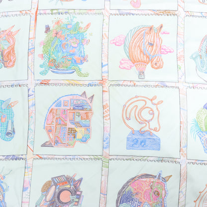 Hermès Carré 90 "Chevaloscope Neon" Silk handkerchief in Green