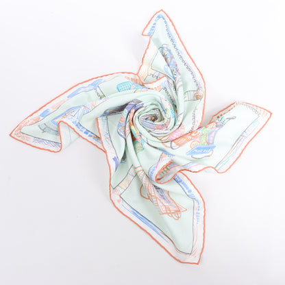 Hermès Carré 90 "Chevaloscope Neon" Silk handkerchief in Green
