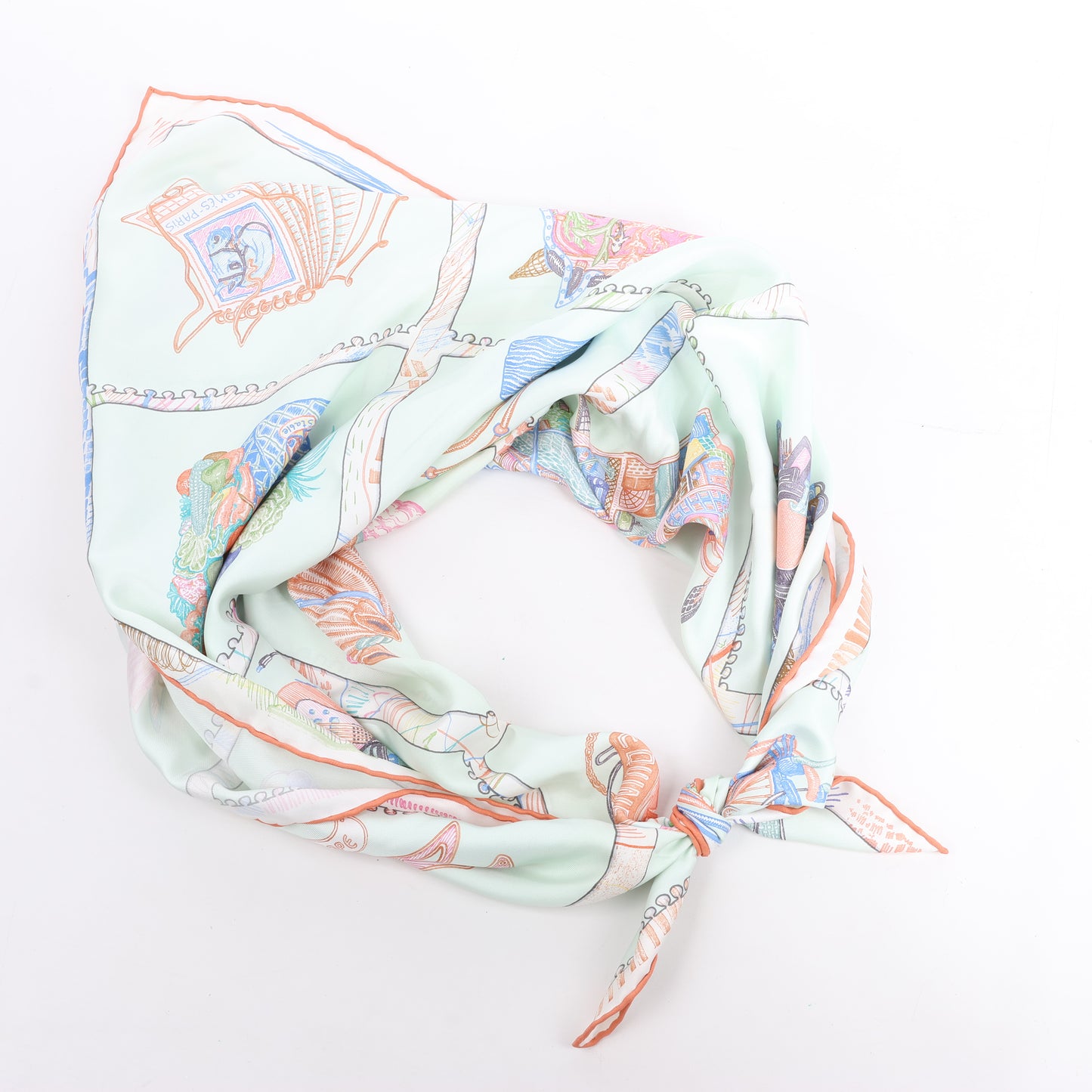 Hermès Carré 90 "Chevaloscope Neon" Silk handkerchief in Green