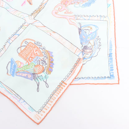 Hermès Carré 90 "Chevaloscope Neon" Silk handkerchief in Green