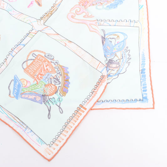 Hermès Carré 90 "Chevaloscope Neon" Silk handkerchief in Green