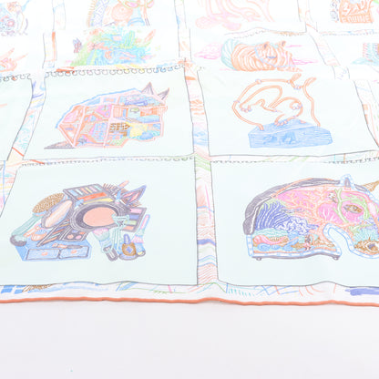 Hermès Carré 90 "Chevaloscope Neon" Silk handkerchief in Green
