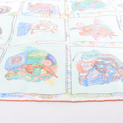 Hermès Carré 90 "Chevaloscope Neon" Silk handkerchief in Green