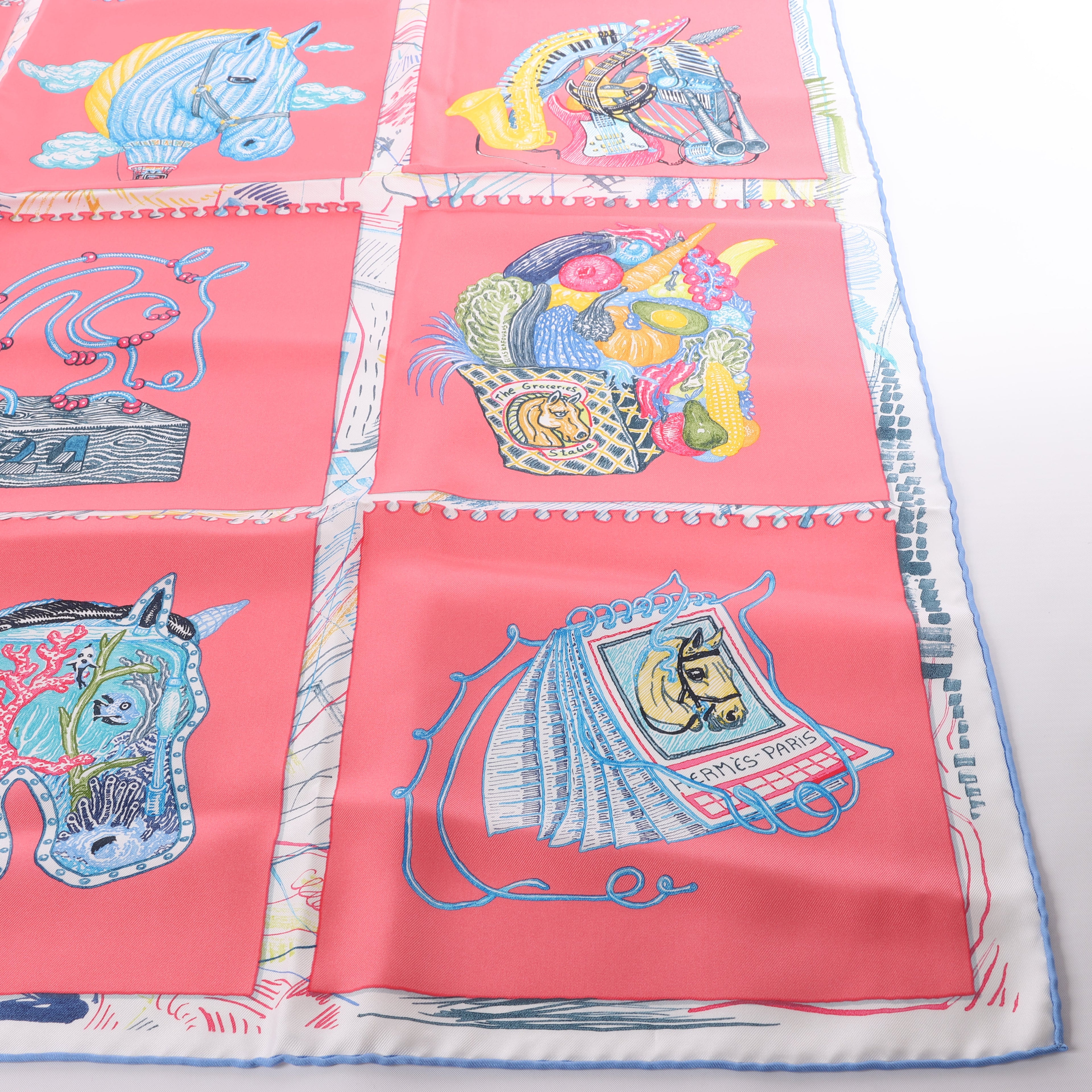 Hermès Carré 90 "Chevaloscope" Silk Scarf in Pink