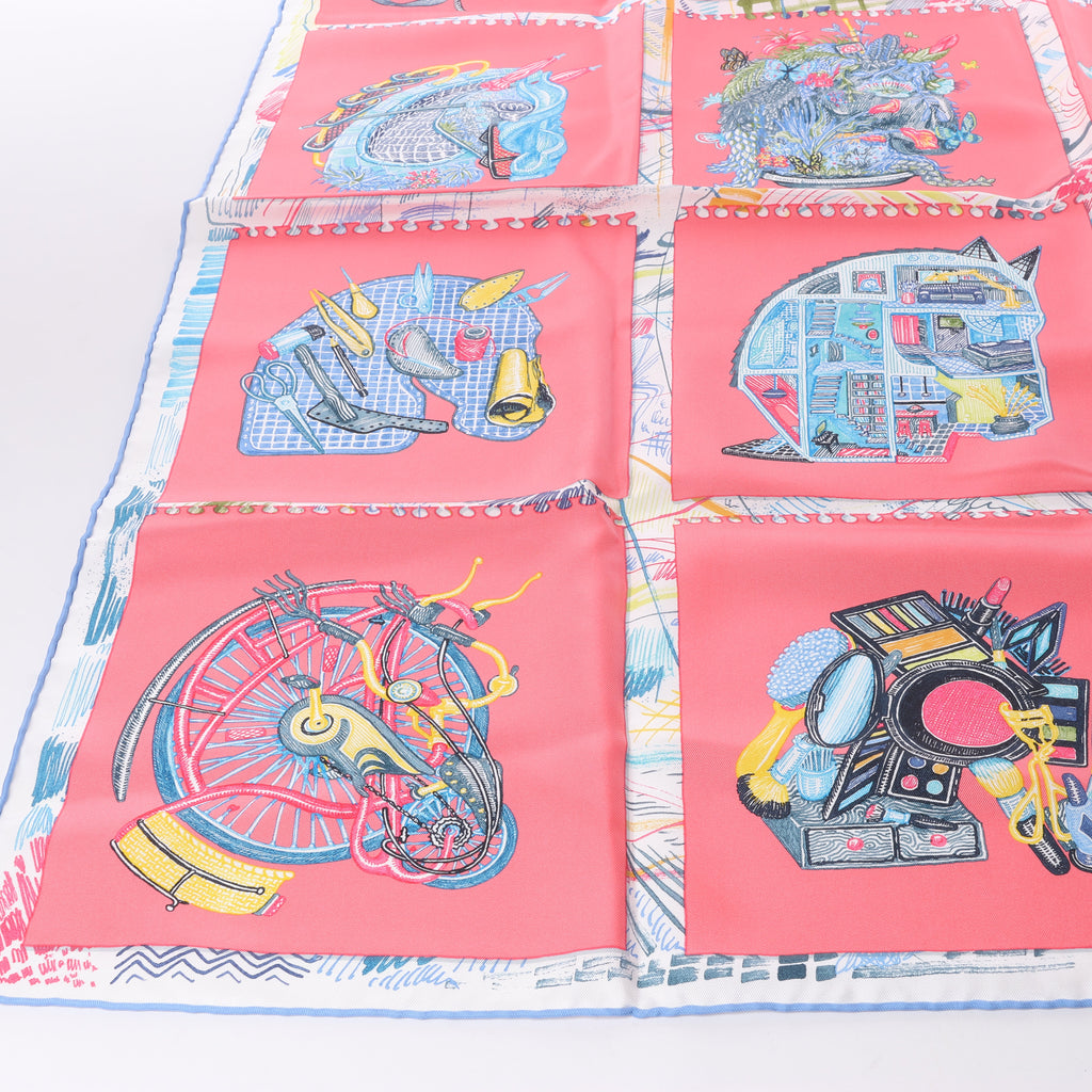 Hermès Carré 90 "Chevaloscope" Silk Scarf in Pink