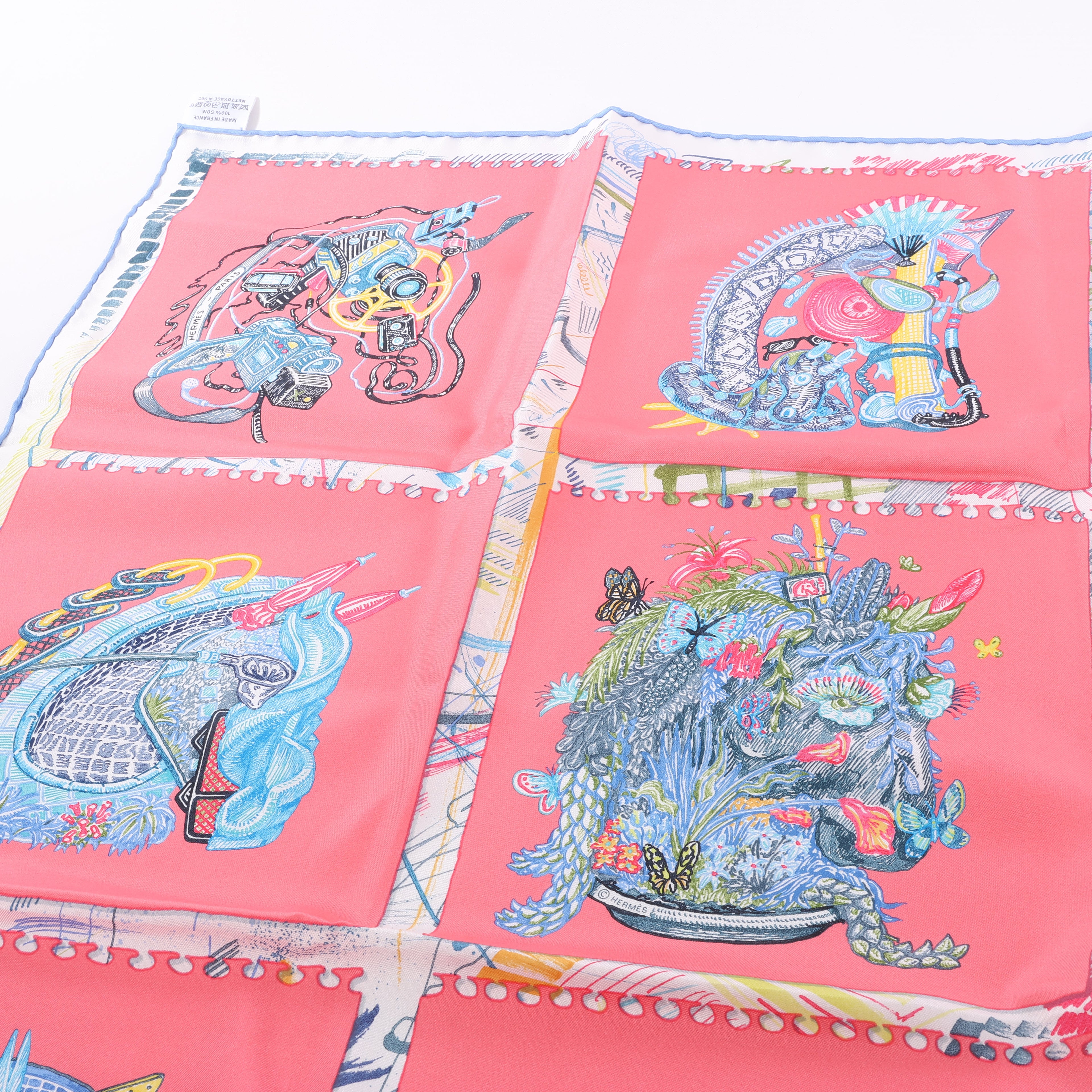 Hermès Carré 90 "Chevaloscope" Silk Scarf in Pink