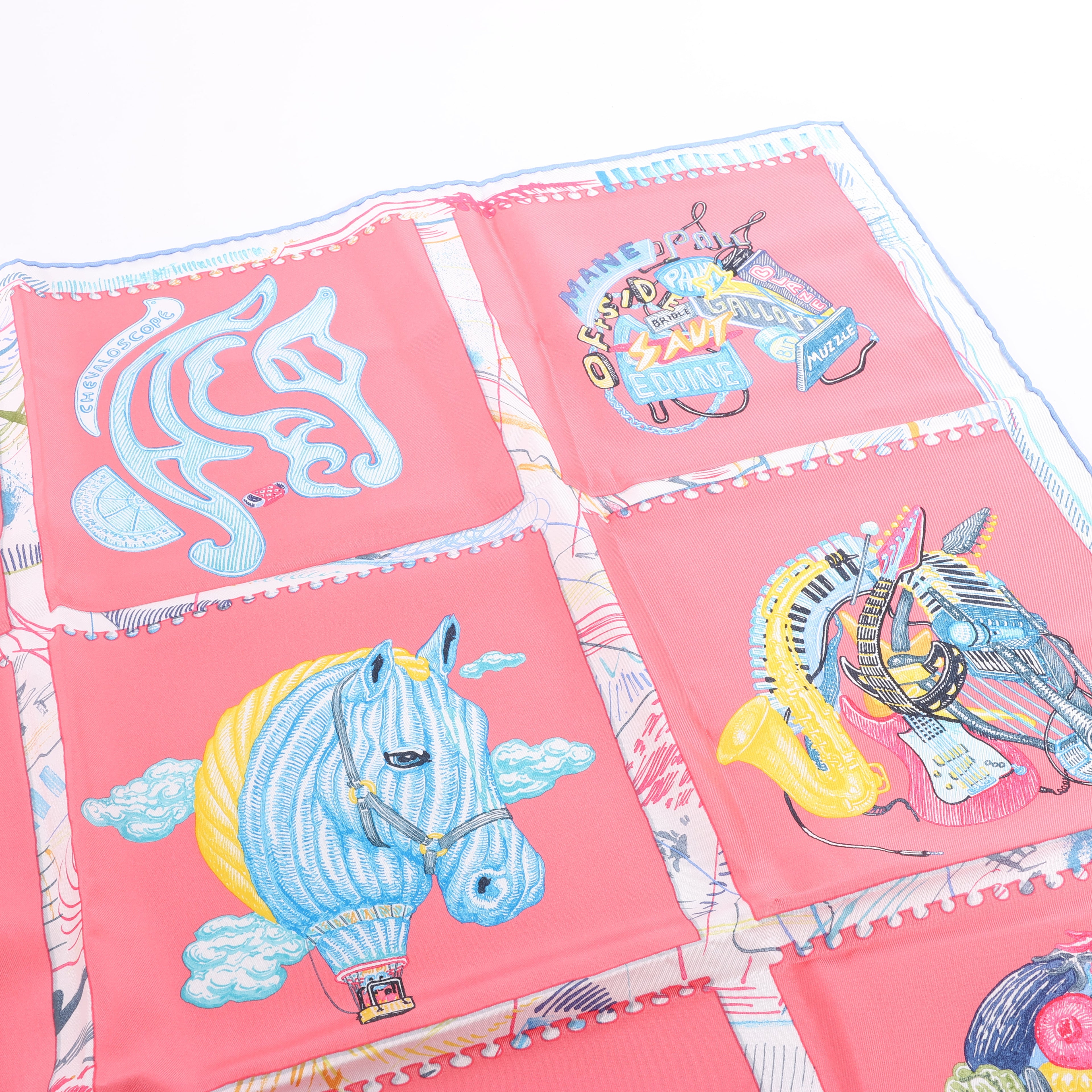 Hermès Carré 90 "Chevaloscope" Silk Scarf in Pink