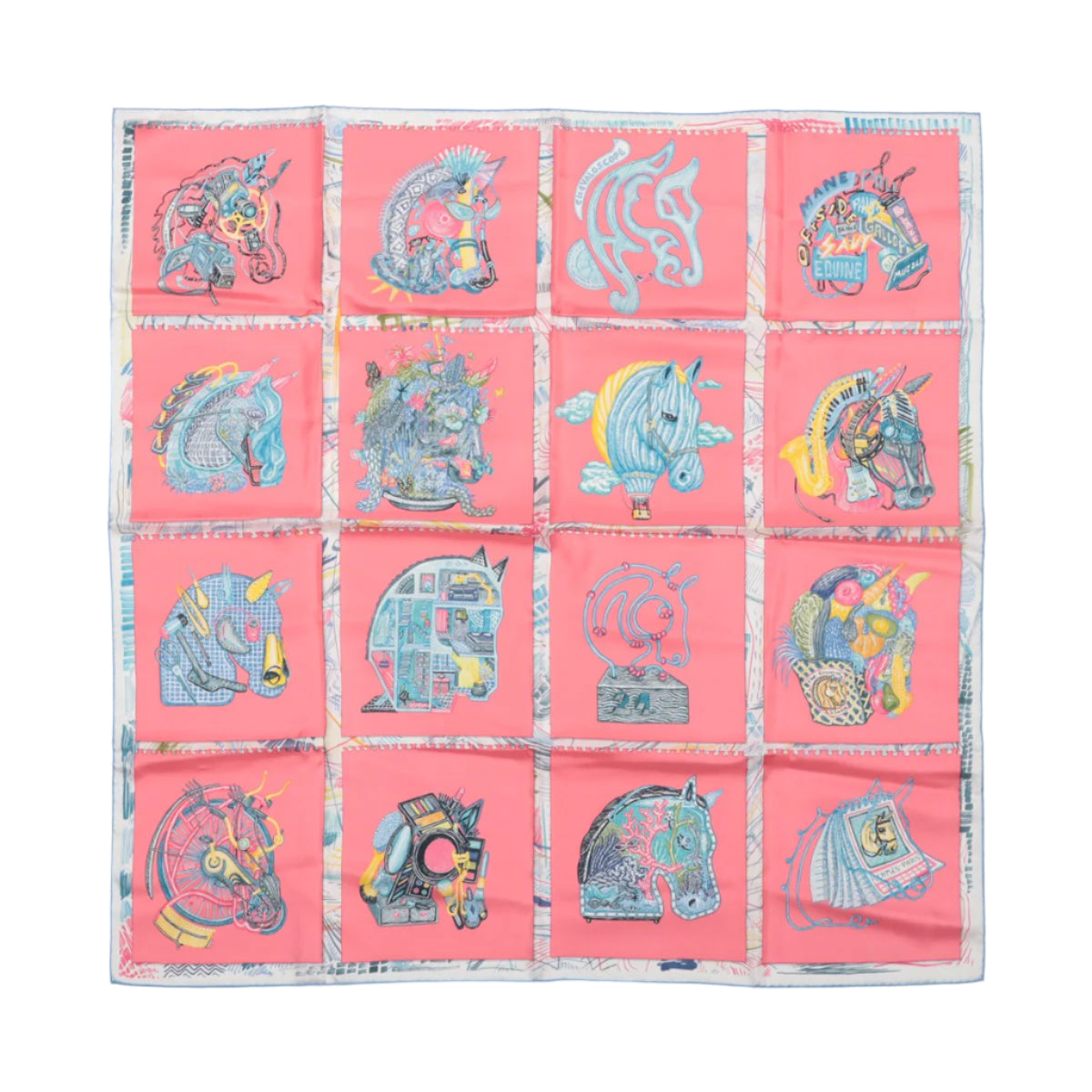 Hermès Carré 90 "Chevaloscope" Silk Scarf in Pink