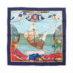 Hermès Carré 90 "Christoffer Columbus decouvre l'Amerique" Silk handkerchief in Blue