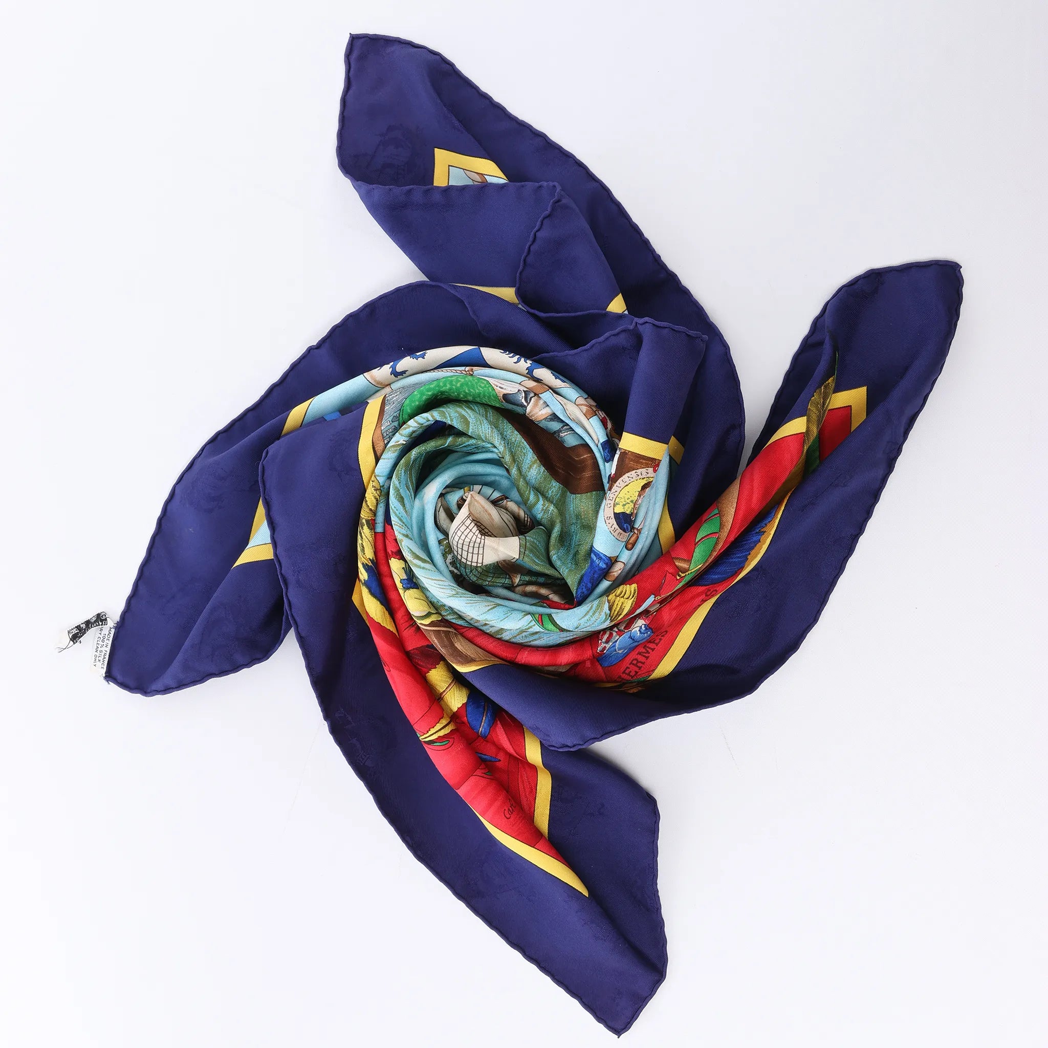 Hermès Carré 90 "Christoffer Columbus decouvre l'Amerique" Silk handkerchief in Blue