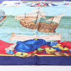 Hermès Carré 90 "Christoffer Columbus decouvre l'Amerique" Silk handkerchief in Blue