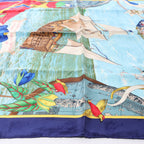 Hermès Carré 90 "Christoffer Columbus decouvre l'Amerique" Silk handkerchief in Blue