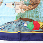 Hermès Carré 90 "Christoffer Columbus decouvre l'Amerique" Silk handkerchief in Blue