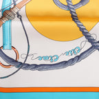 Hermès Carré 90 "Clic Clac" Scarf Silk in Blue x Yellow
