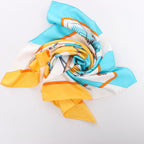 Hermès Carré 90 "Clic Clac" Scarf Silk in Blue x Yellow
