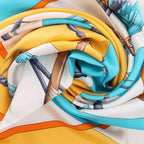 Hermès Carré 90 "Clic Clac" Scarf Silk in Blue x Yellow