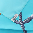 Hermès Carré 90 "Clic Clac" Scarf Silk in Blue x Yellow
