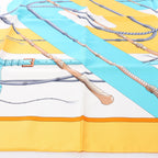 Hermès Carré 90 "Clic Clac" Scarf Silk in Blue x Yellow