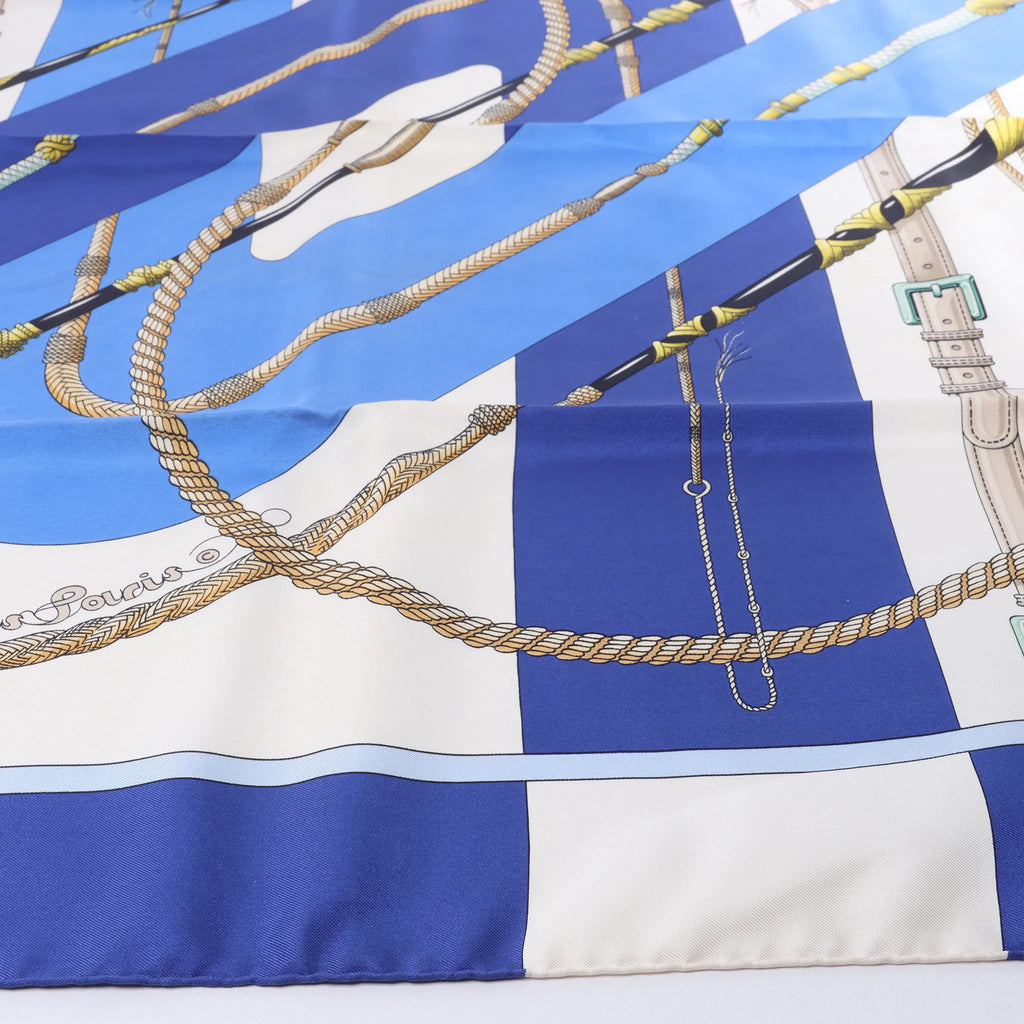 Hermès Carré 90 "Clic Clac" Silk handkerchief in Blue