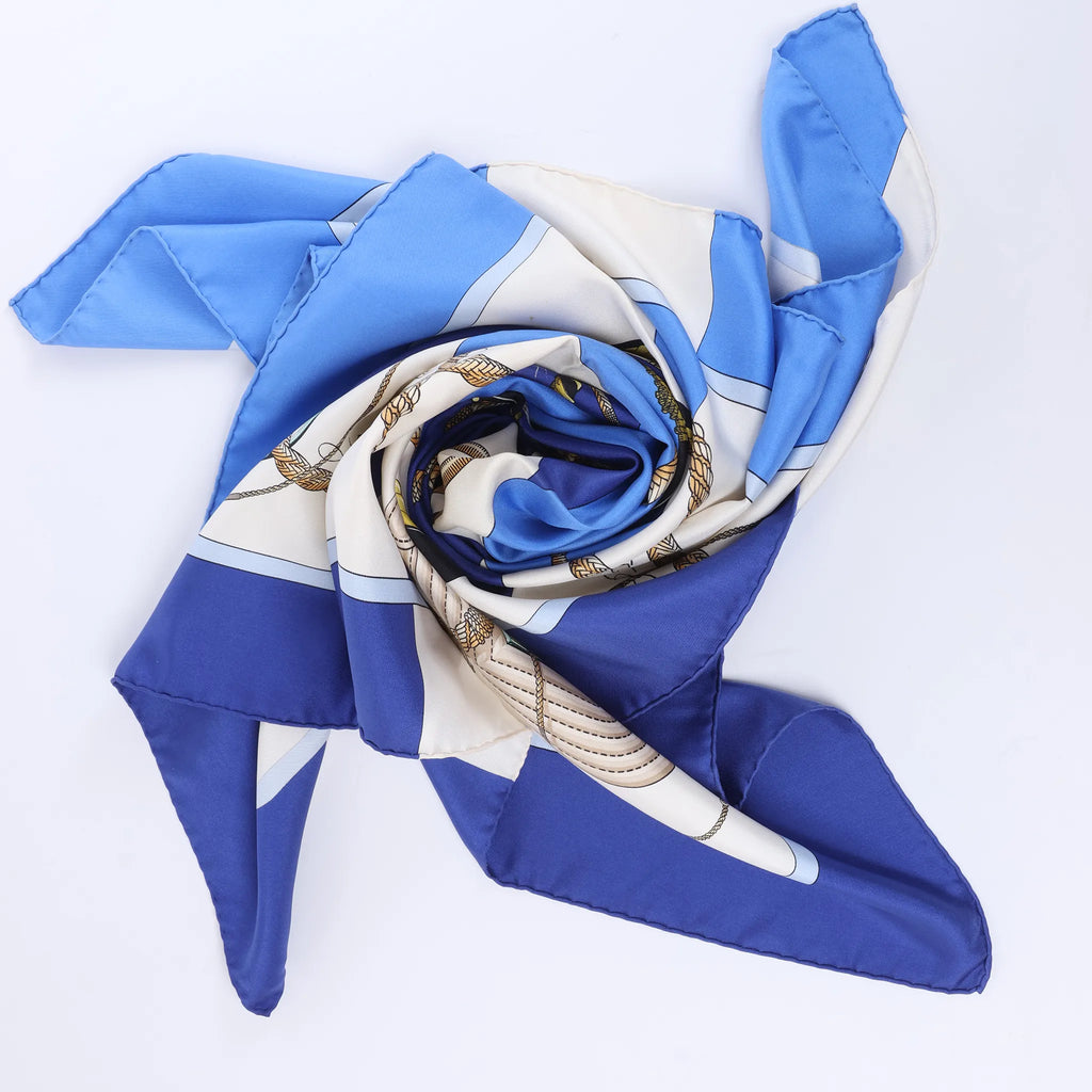 Hermès Carré 90 "Clic Clac" Silk handkerchief in Blue