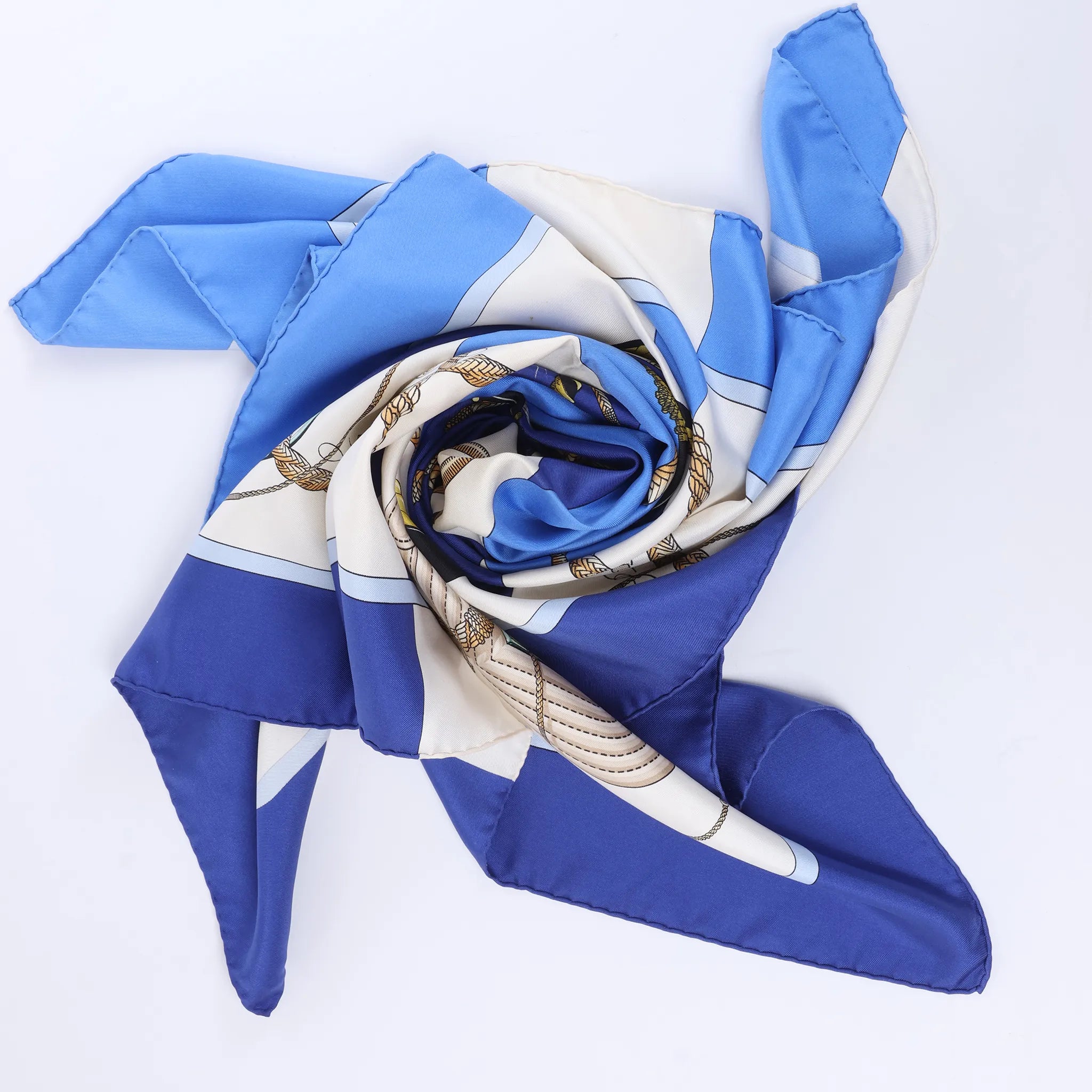 Hermès Carré 90 "Clic Clac" Silk handkerchief in Blue