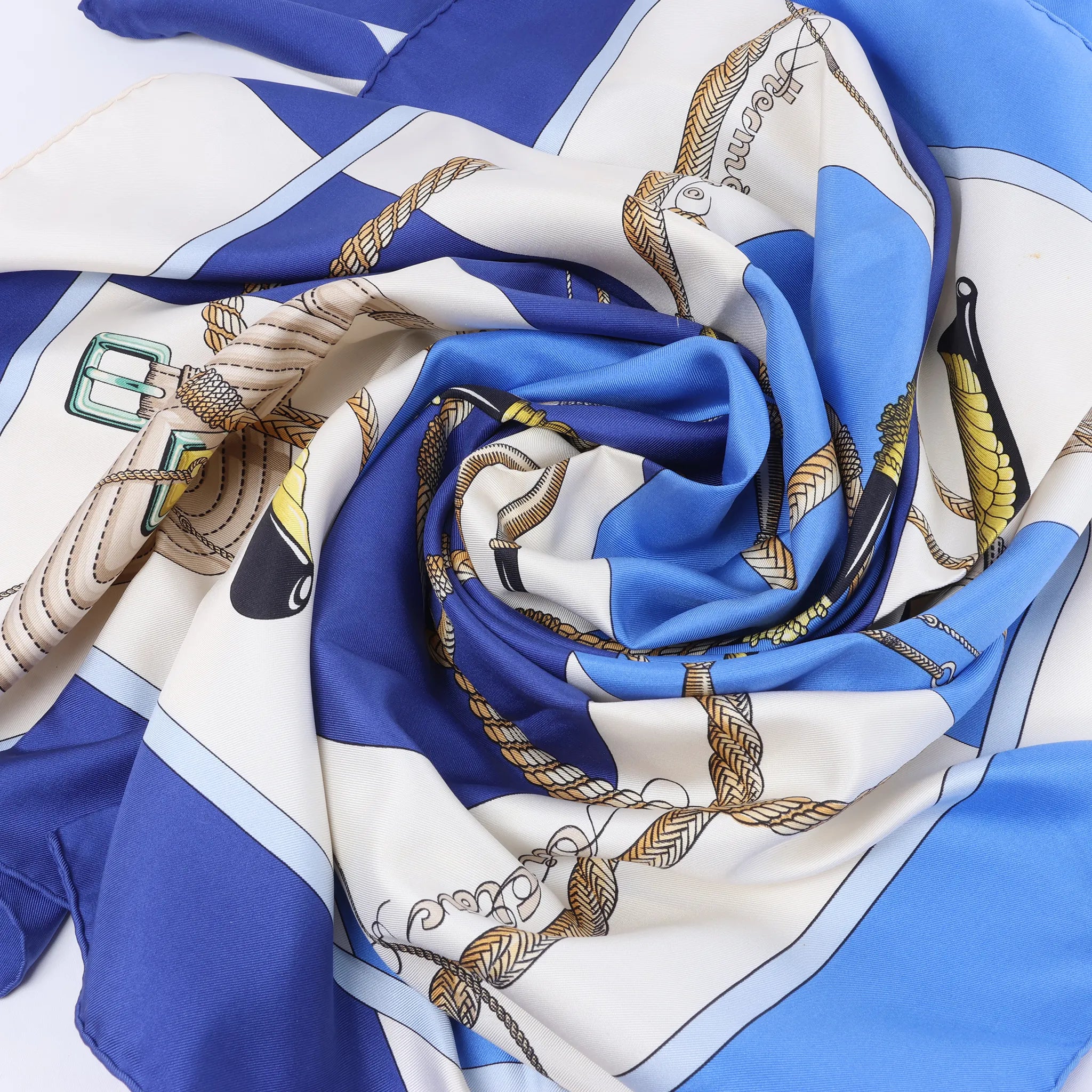 Hermès Carré 90 "Clic Clac" Silk handkerchief in Blue