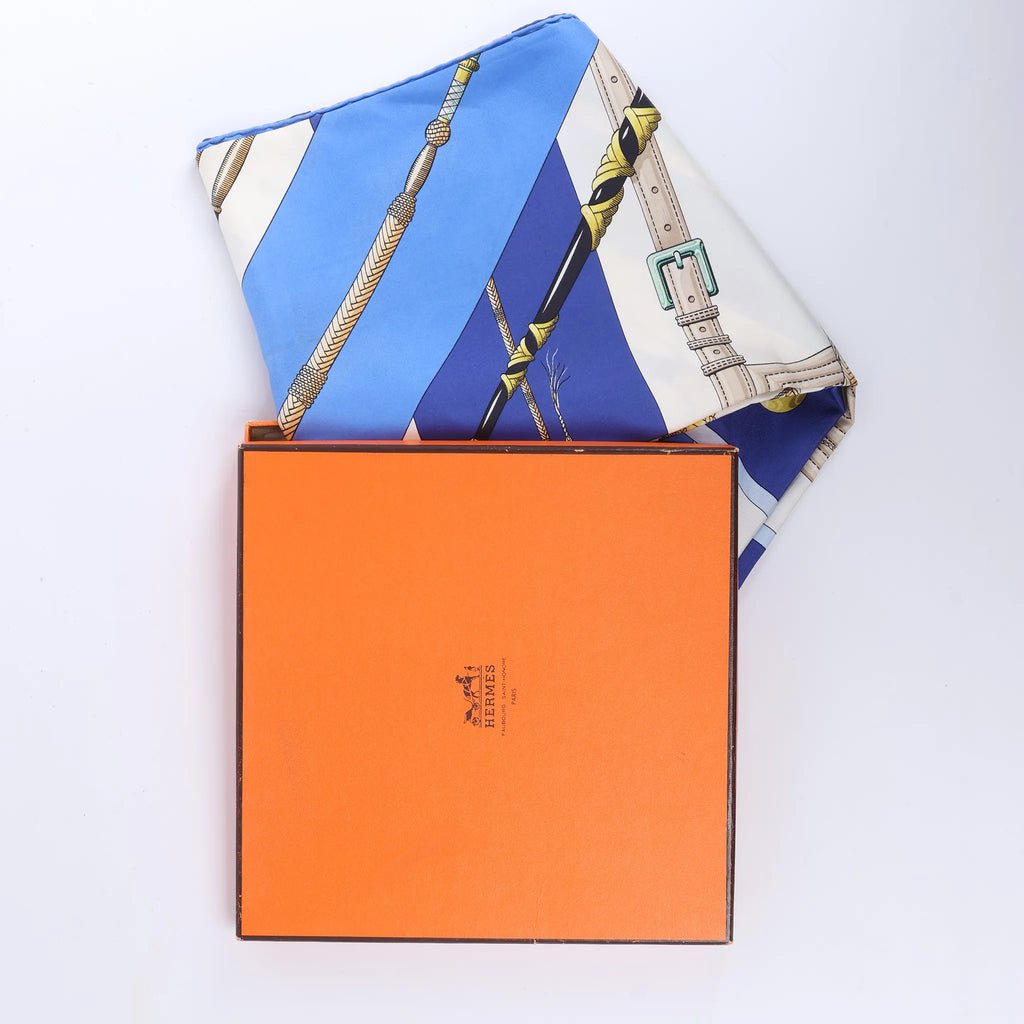 Hermès Carré 90 "Clic Clac" Silk handkerchief in Blue