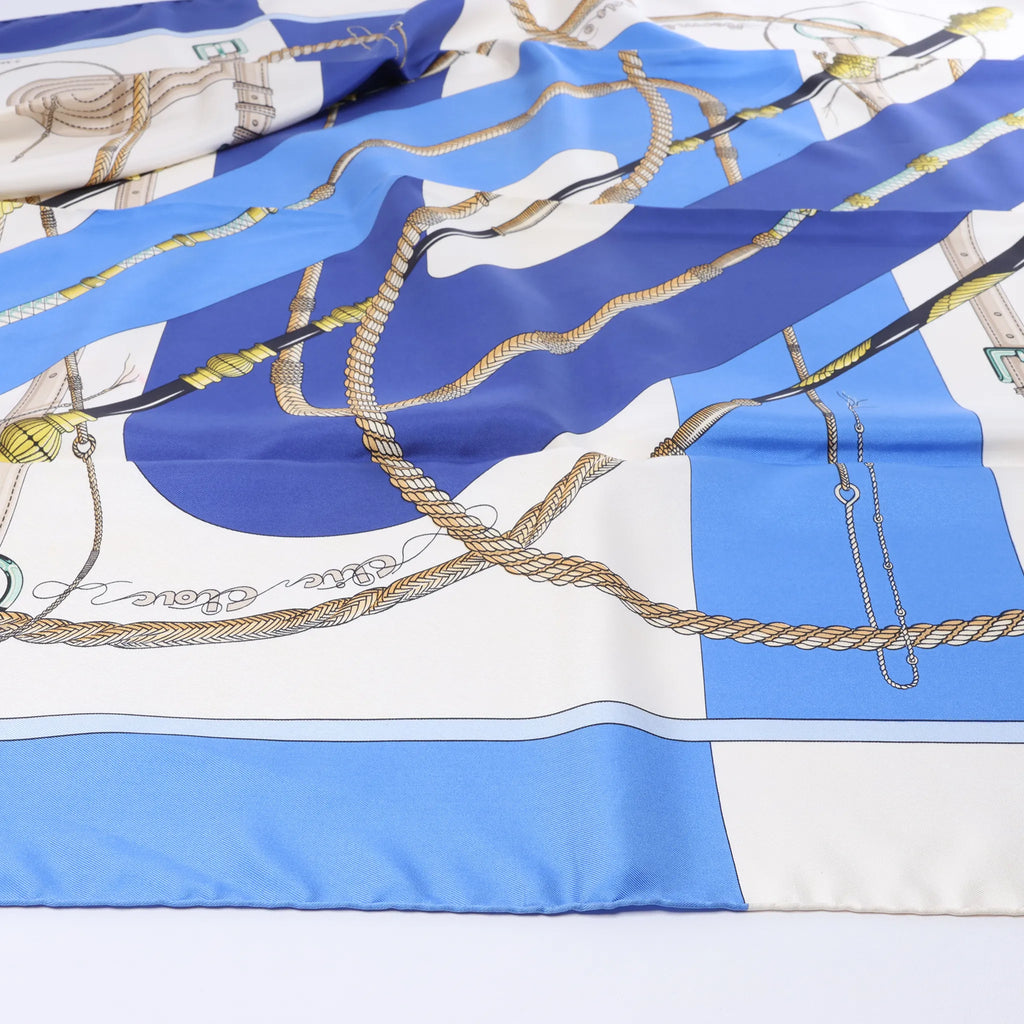 Hermès Carré 90 "Clic Clac" Silk handkerchief in Blue