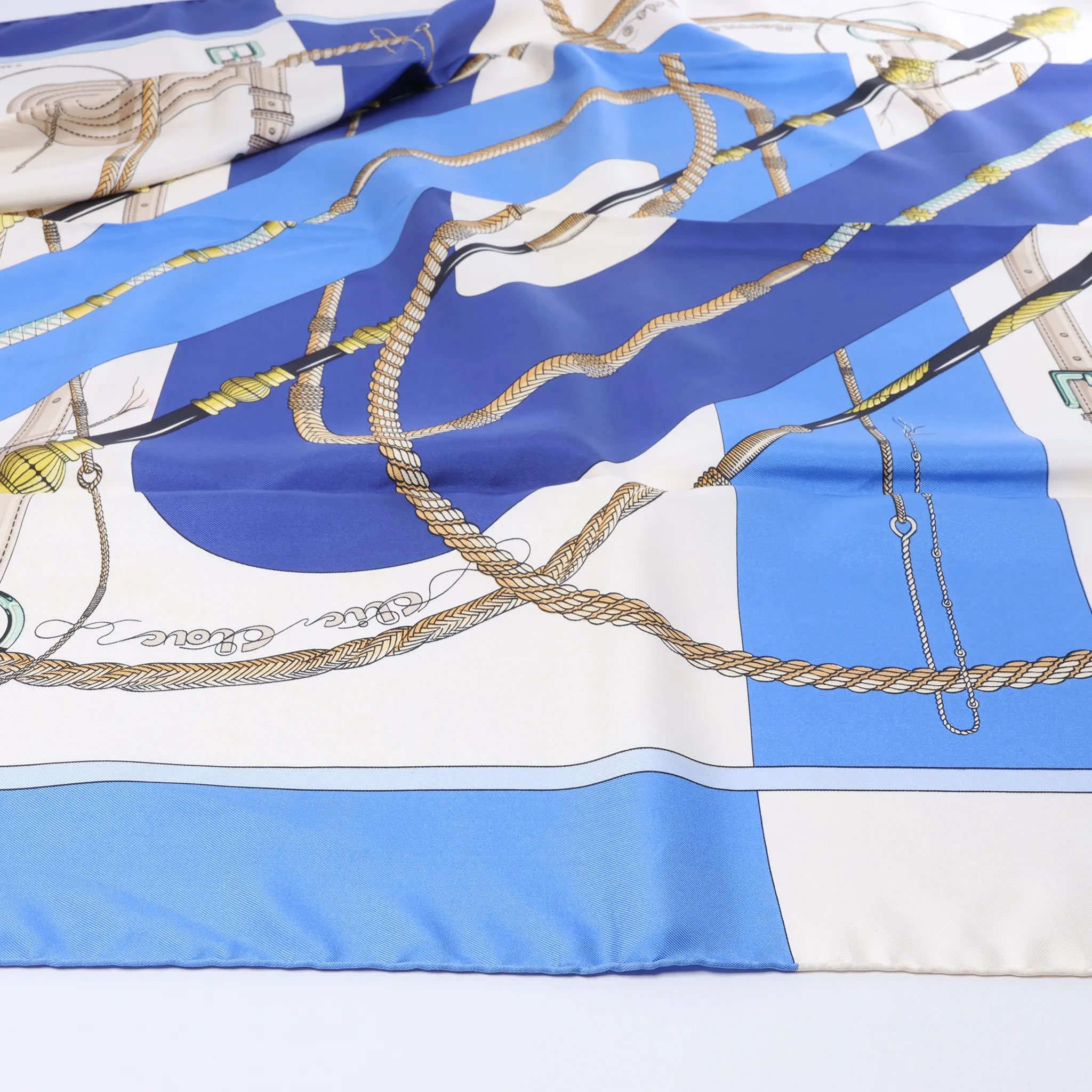 Hermès Carré 90 "Clic Clac" Silk handkerchief in Blue