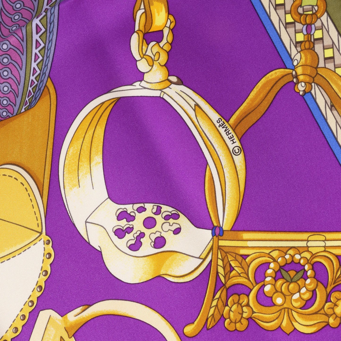 Hermès Carré 90 "Concours d'etriers Etelier" Silk handkerchief in Purple